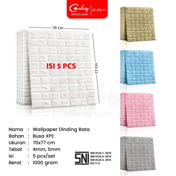 CALARY SNI Wallpaper Dinding 3d Putih Bata Wallpaper Tahan Air Foam Dinding Kamar Berstandar 205-11