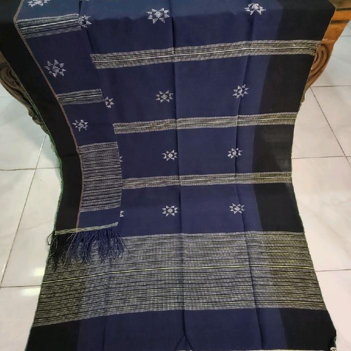 Stelan Ragi Cantik Pakaian Adat Pria Simalungun Elegan Klasik Tenun Katuktak Warna Biru Tua Hitam Ul