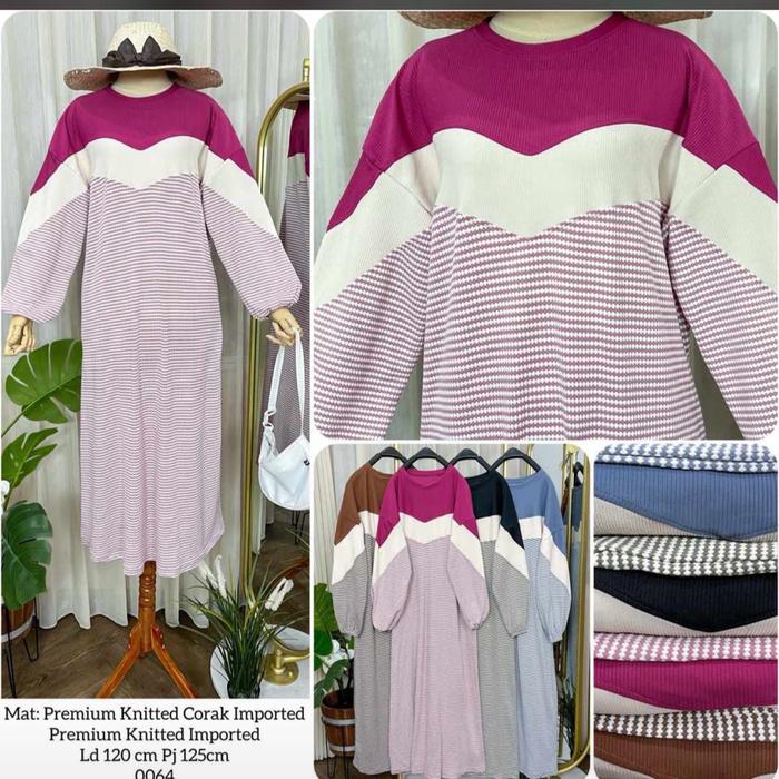 Midi Dress salur betina premium