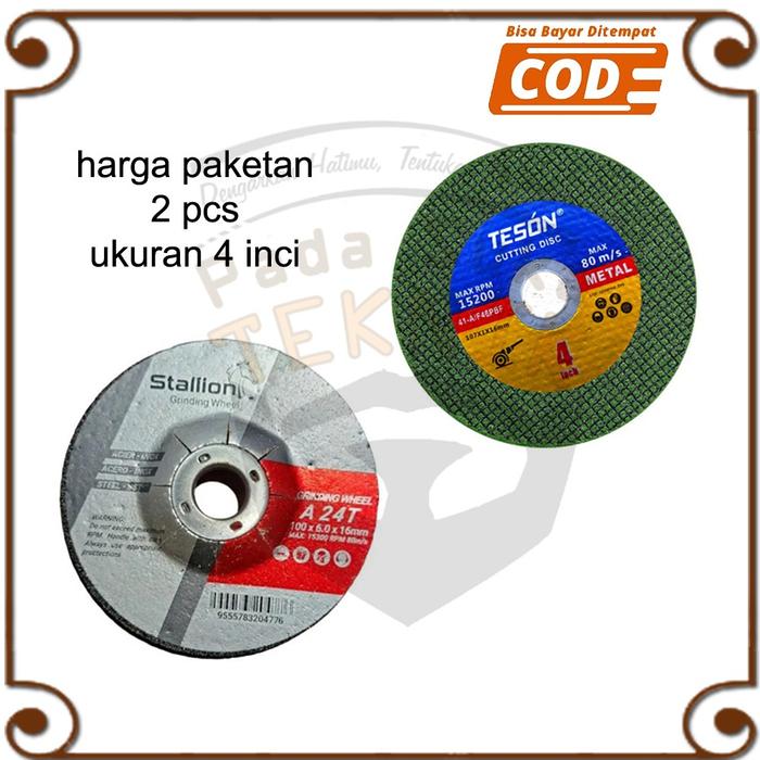 paket 2pcs mata gerinda batu potong besi rebar cutting wheel poles gosok stainles aluminium hollow