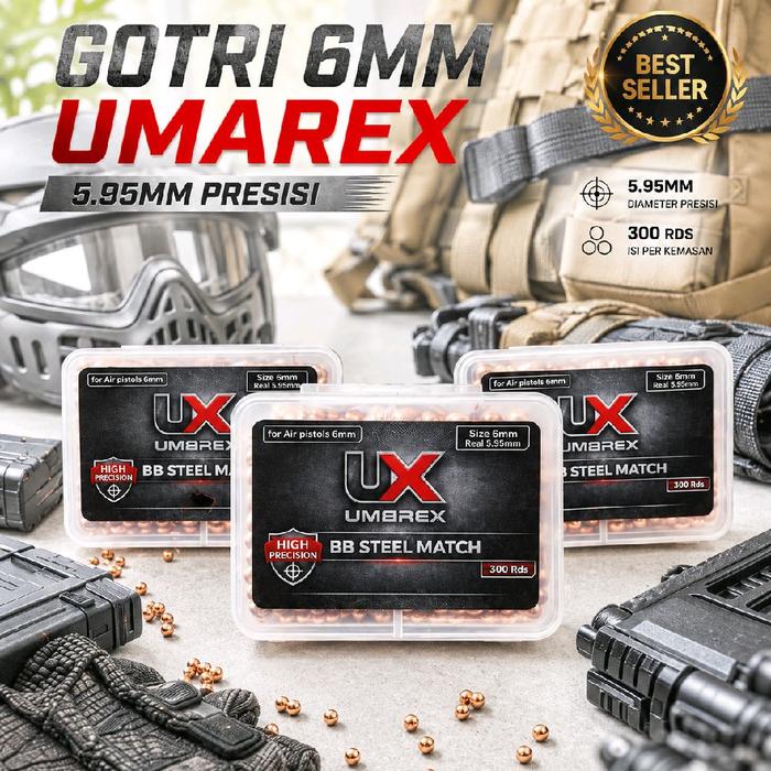 Umarex Gotri 6MM BB Steel Match 5.95MM Presisi Tinggi isi 300 Rods