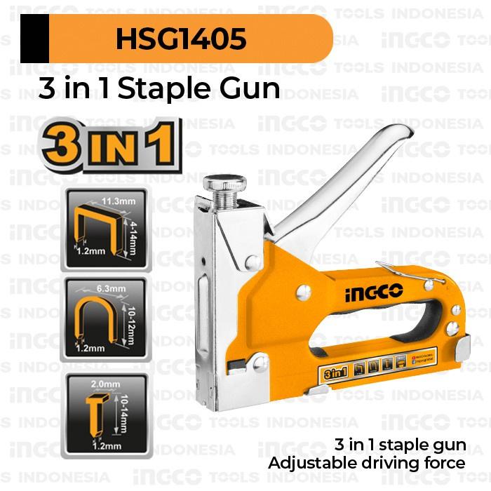 INGCO GUN TACKER ALAT STAPLES DAN PAKU TEMBAK 3in1 / STAPLE GUN INGCO 4-14m