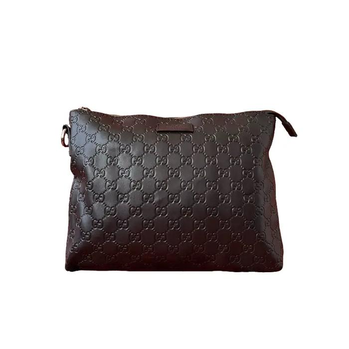 CLUTCH KULIT PRIA WANITA GUCCONG SECOND BRANDED COKLAT / TAS HAND BAG PRIA WANITA KULIT GUCONG