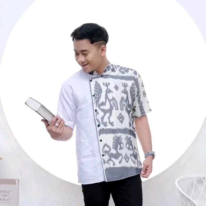 Hem Tenun Mubarok Series. Kain Pria Baju Pendek Katun Dewasa
