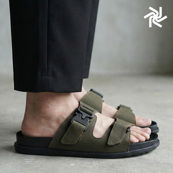 Jull Studio Agadir - Moss Nubuck Leather | Sandal Selop Kulit Asli Nyaman Pria Original