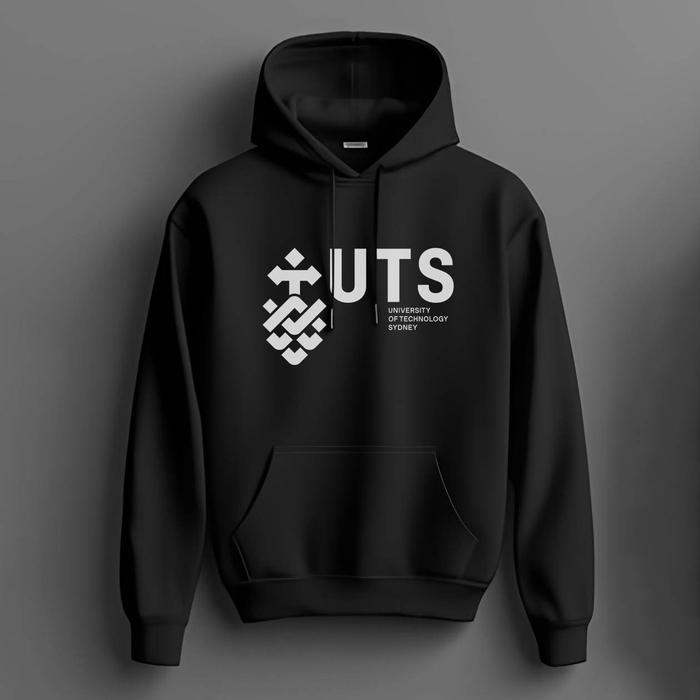 Hoodie UTS University of Technology SYDNEY Australia Premium Fleece Sweater Jacket Hood Black Hitam