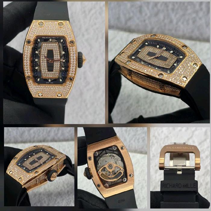 Jam Tangan RM007 Rose Gold Dial Swiss Automatic 38mm  Strap Rubber