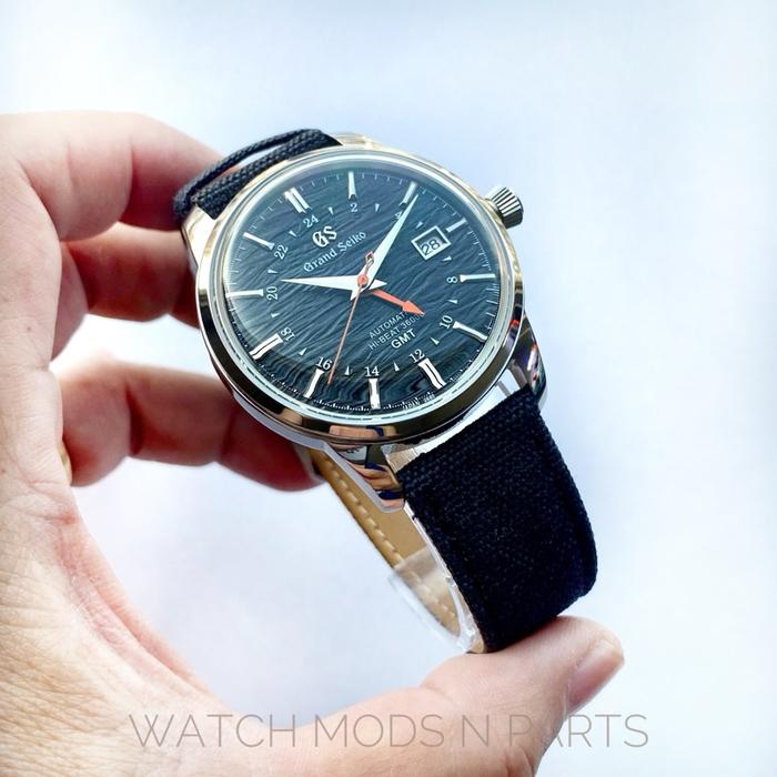 WMNP GS Grand Seiko mod 40mm with Black Ripple Dial GMT berfungsi Watch Watches Jam Tangan vintage