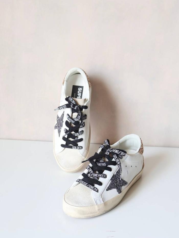 Golden Goose GGDB superstar sneakers in white bicolor glitter