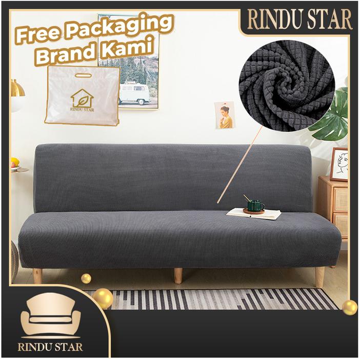 Rindu.Star Warna Solid Sofa Bed Cover Elastis Tahan Noda Pola Polos Tempat Tidur Sofa Sarung Sofa Ta