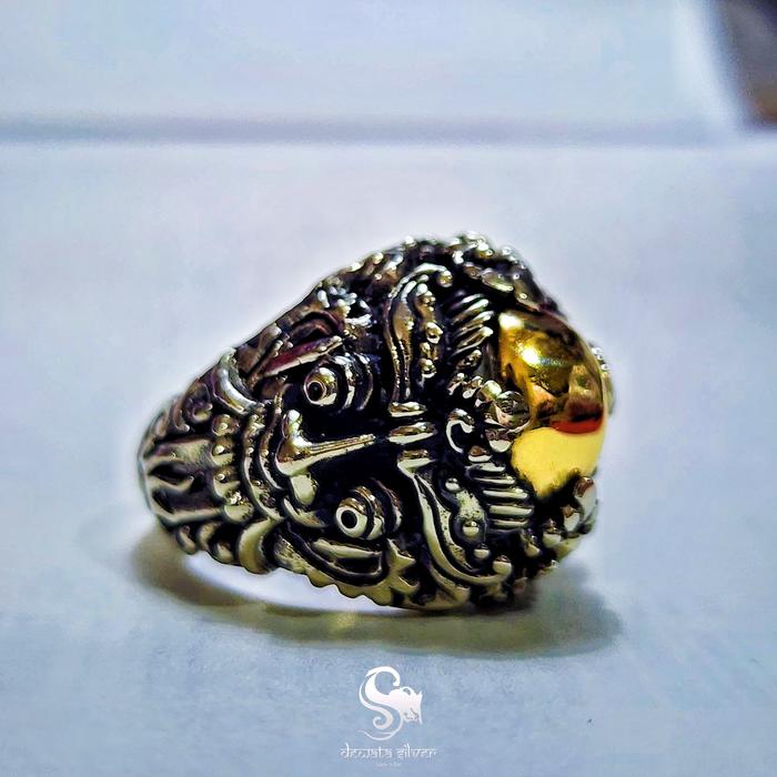 WESIKUNING PANCADATU CINCIN UKIRAN RANGDA (10MM) BALINES STYLE ORIGINAL by DEWATA SILVER BALI AURA R