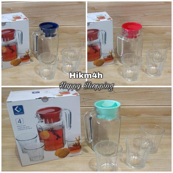 Gelas set 1 teko 3 gelas / teapot set gelas kaca