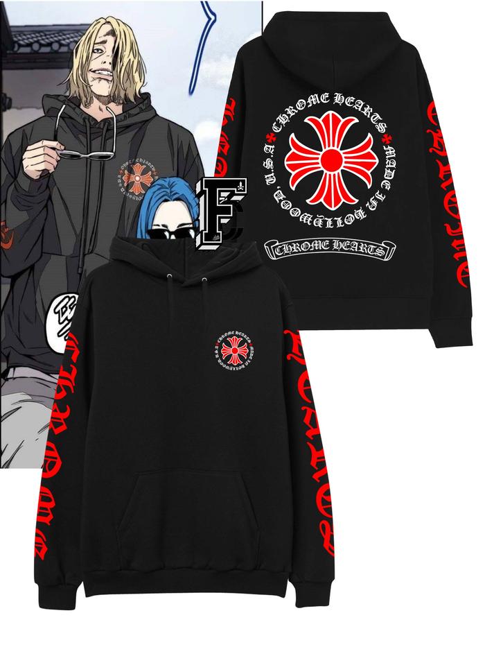 Hoodie Chrome Hearts / Jaket Harry Chrome Hearts Merah Abu Fleece