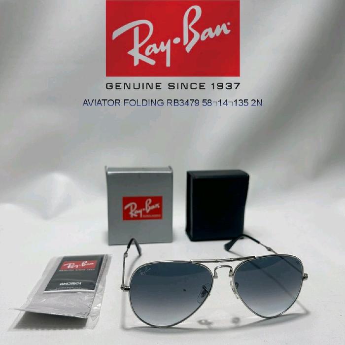 Ray-Ban Kacamata Aviator Folding RB3479 58-14-135 2N Asli Sejak 1937 dengan Kualitas Terbaik