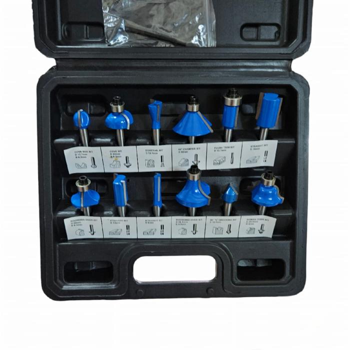 Mata Profil Kayu Set 12 pcs Lengkap Mata Trimmer Router Bits Set 1/4