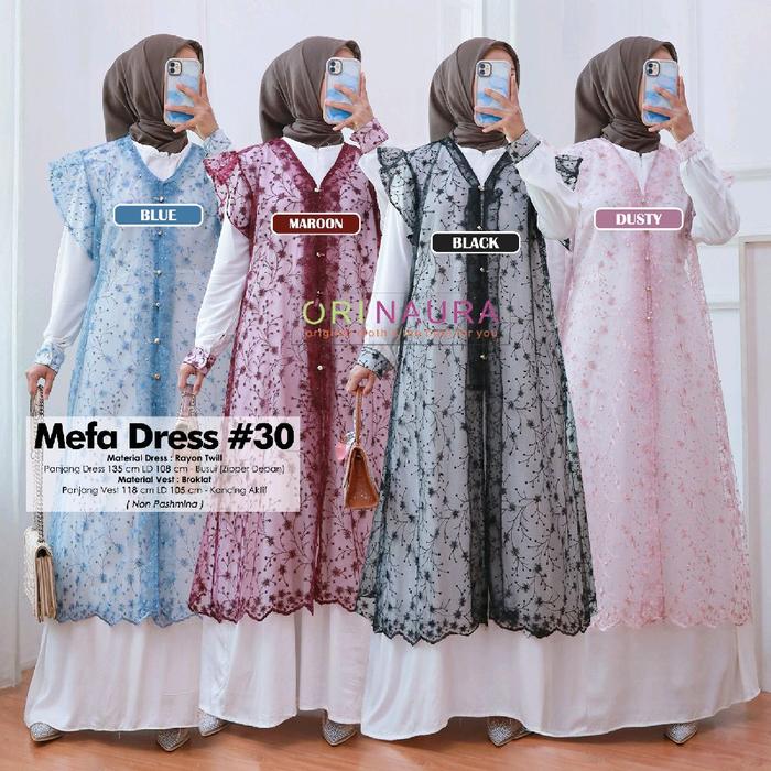 Orinaura Mefa Dress Gamis dengan Vest Bahan Rayon Dress & Vest Bahan Brokat