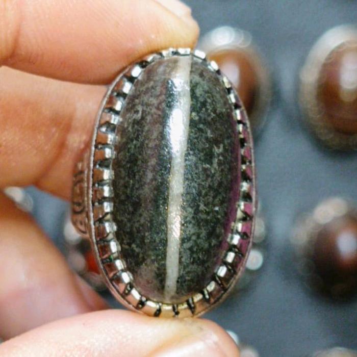 cincin batu akik badar besi nempel magnet kendit tembus bawah natural