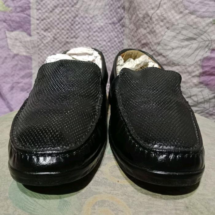 Sepatu Casual Kulit ECCO Full Black Model Slip On