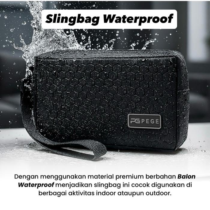 Tas Tangan Clutchbag Original PEGE Carrol Sling Bag Hand Bag Pria Wanita 3in1 Waterproof Antiair - P