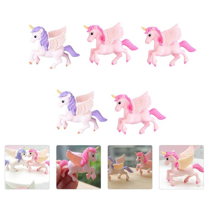5 Pcs Cars Ornament Horse Miniature Car Playset Animals Cake