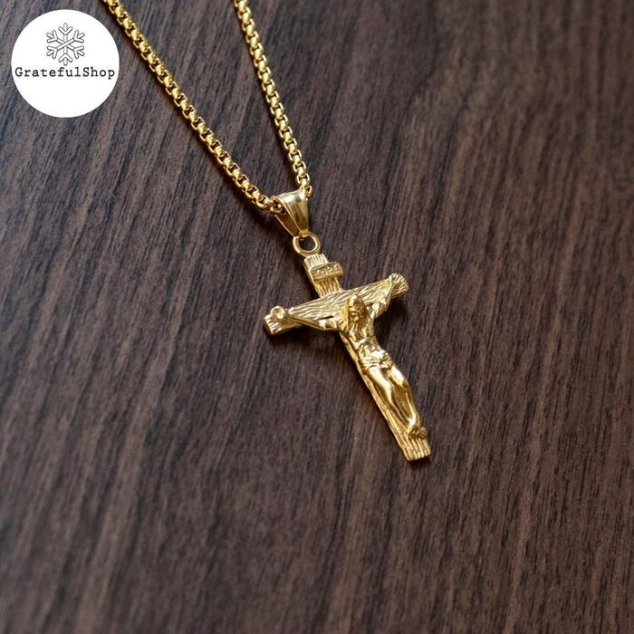 NEW!! READY!! Grateful - Kalung Corpus Jesus Gold / KALUNG SALIB Yesus CORPUS GOLD BEST SELLER!!