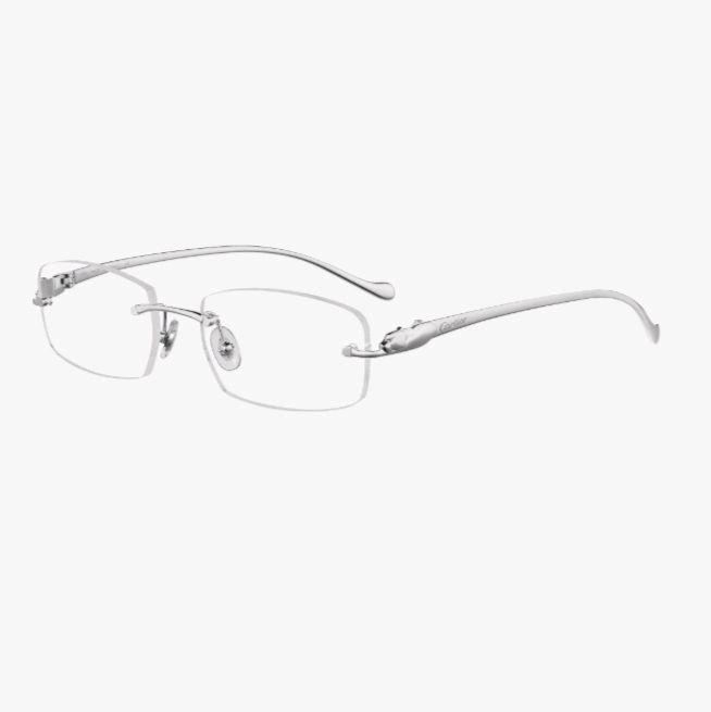 Frame Kacamata Luxury Cartier CT0061O Panthere Silver Original.