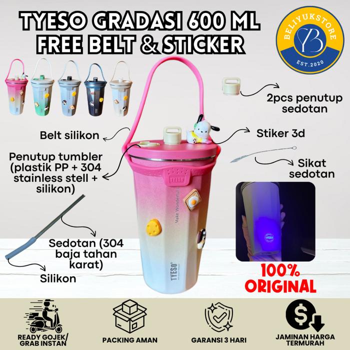 Ready All In 1 Tumbler Tyeso Original / Tyeso Mug Coffe Shaker 500 Ml With Handle / Tumbler Botol Ty