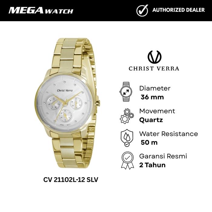 Jam Tangan CHRIST VERRA Wanita Original CV 21102L-12 SLV