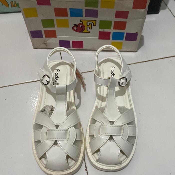 Fladeo kids sepatu sandal anak cewek white model kepang casual l daily