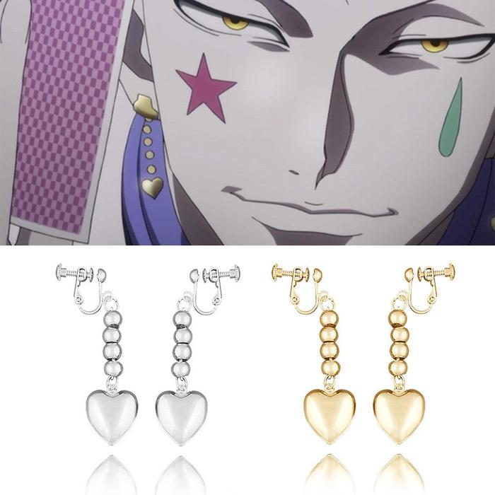 Anting Cosplay Hisoka Hunter x Hunter Jepit Clip On Earrings Anime Fashion Unisex Aksesoris | Gold S