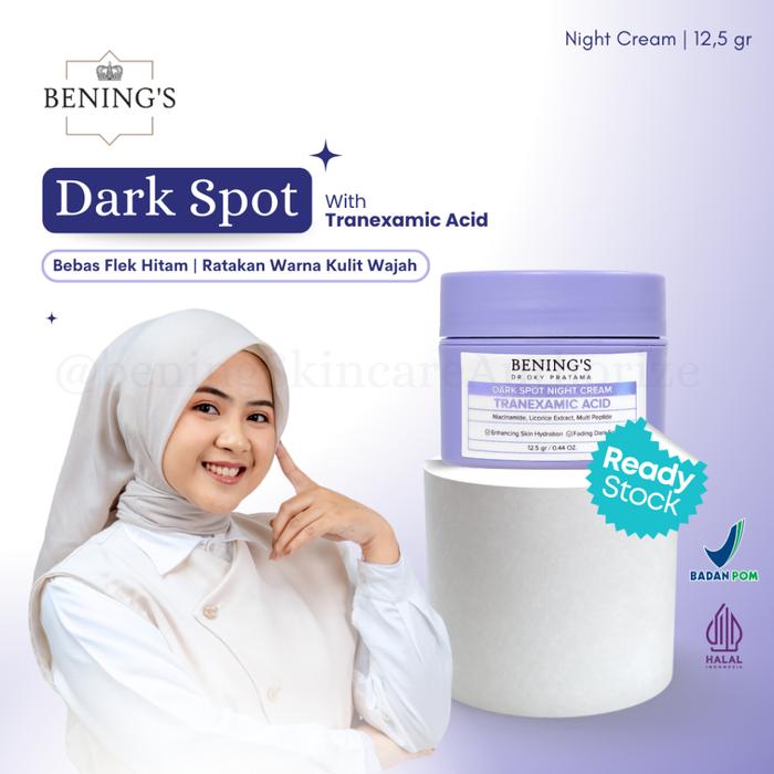 Benings Skincare Dark Spot Night Krim Malam Pembersih Noda Hitam Pencerah Wajah Glowing Penghilang G