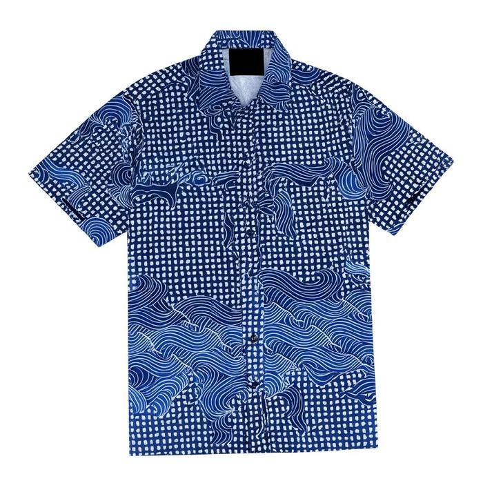 (nota gestun)batik mega mendung lengan pendek laki laki Pria Motif Dewasa