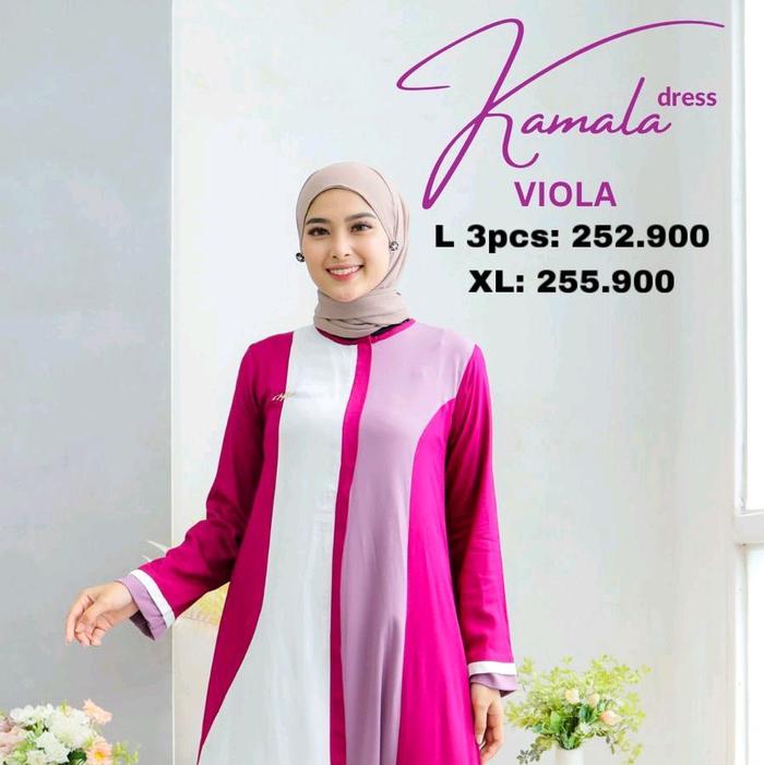 Diskon 50% Last Stok gamis polos pink putih gamis harian daily dress kamala by halwa apparel gamis m