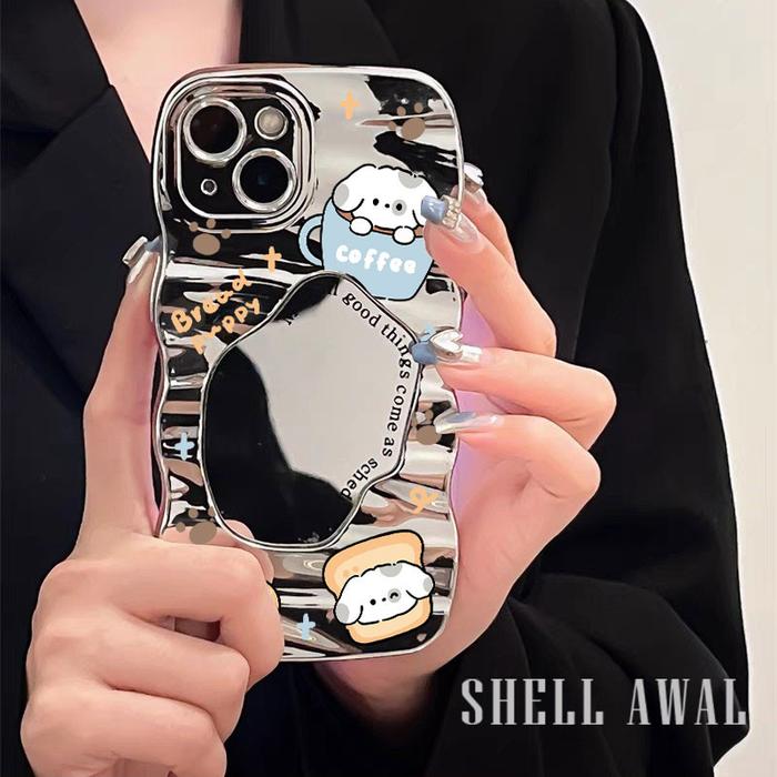Berlaku untuk Samsung A54 A53s A52 Cermin Rias A51 Pola Gelombang Perak A50 A34 Casing Ponsel A33 A3