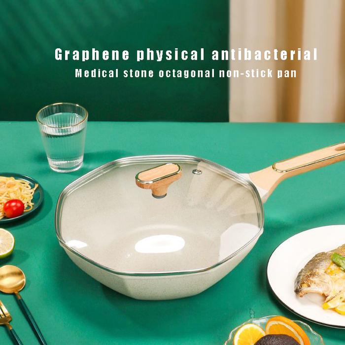 Octagonal Wok Medical Stone Non-stick Frying Pan Induction Cooker Gas