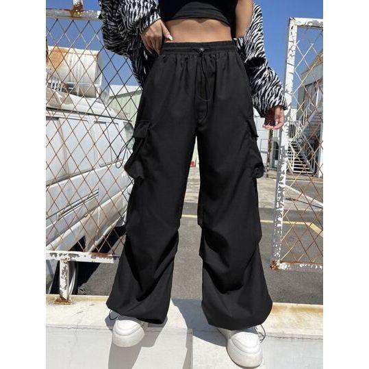 Celana Panjang Kargo Wanita Baggy Pants Serut Gombrang Premiun Parasut Kargo Unisex Cewek Pria