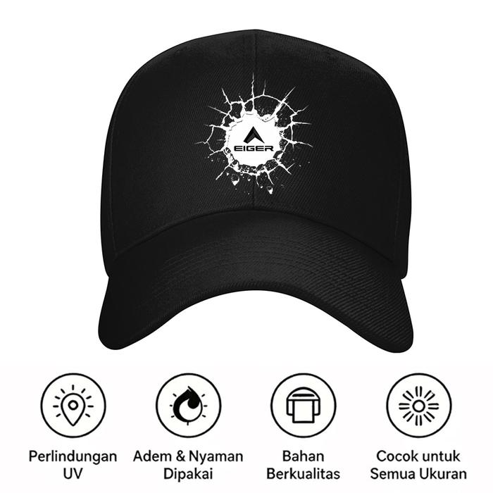 Topi EIGER Baseball Logo Brand Premium - Topi Santai Anti Sinar UV Tidak Mudah Rusak Model Kekinian