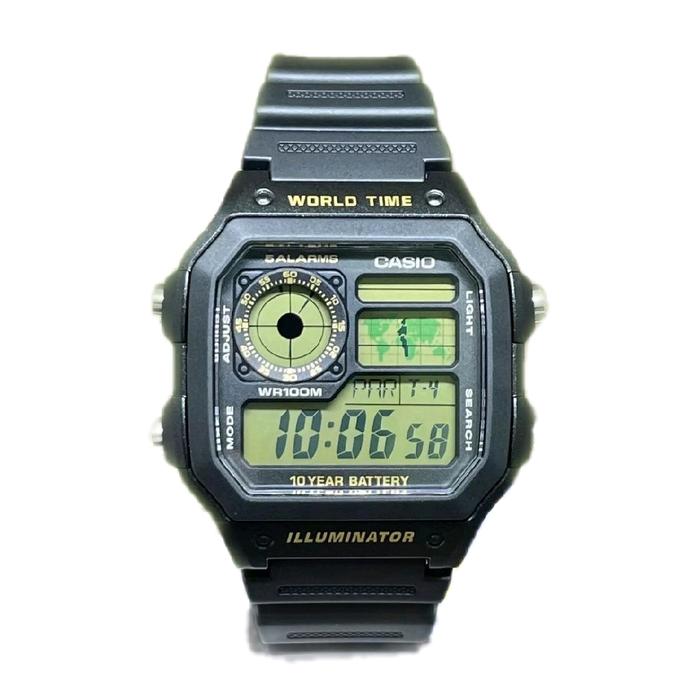 jam tangan pria digital casio original kotak hitam (peta)