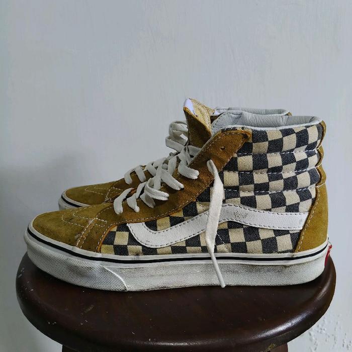 Vans SK8 - hi high top yellow and black checkerd colorway bekas second