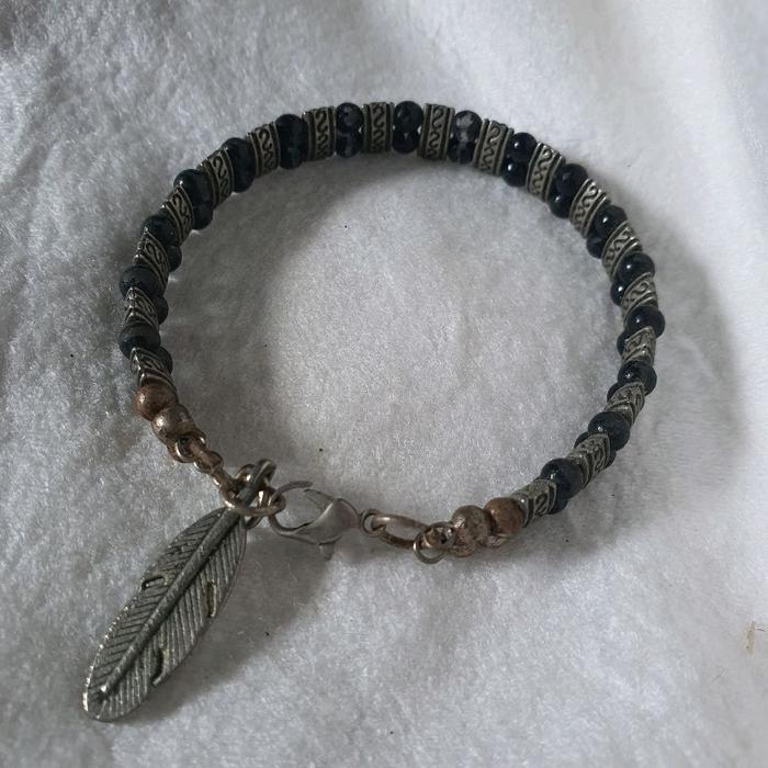 gelang lawas vintage boho ethnic native tribal feather bracelet preloved second aksesoris cewek wani