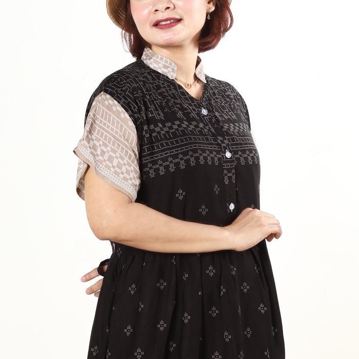Istimewa Daster Kerah Shanghai Kancing Depan Bumil Panjang Busui Motif Dress Kimono Samping Katun Ra