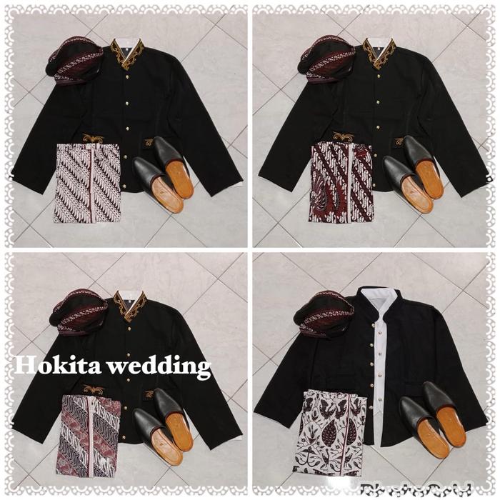 1Set Beskap Jawa Jogja Hitam Polos, Bordir/ Baju Adat ukuran Pria Dewasa(K2)