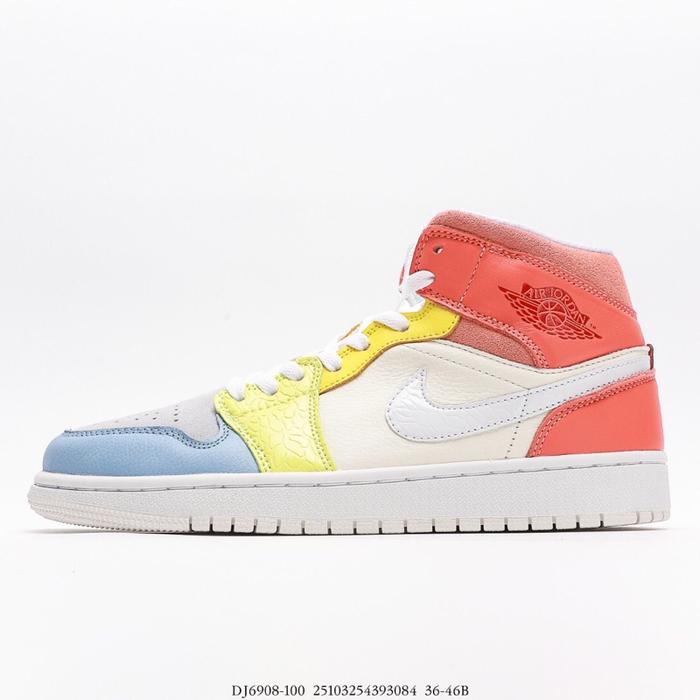 Air Jordan 1 Mid To My First Coach Sepatu Olahraga DJ6908-100 Warna Cerah untuk Pria dan Wanita