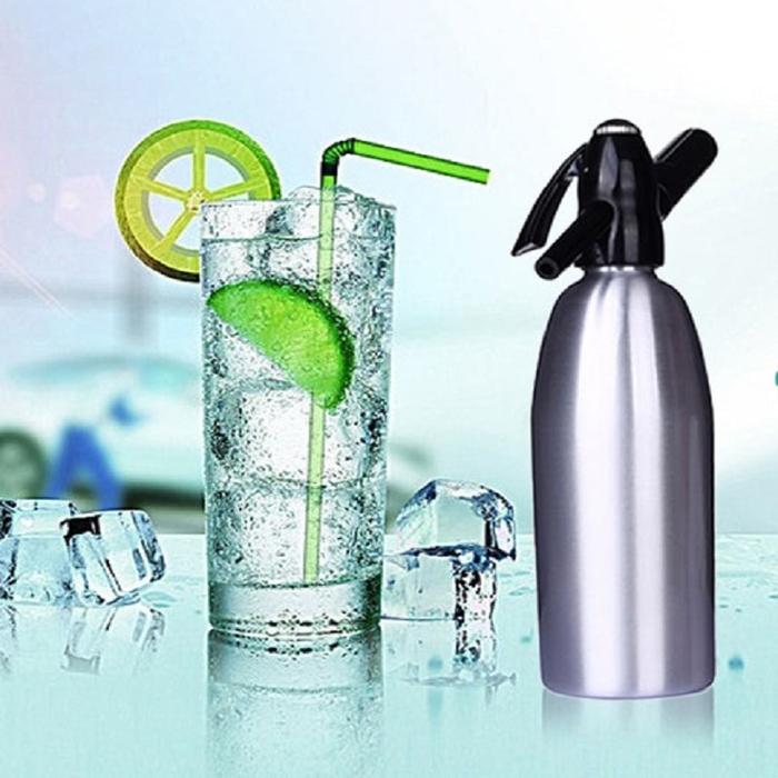 Soda Maker 1 Liter Botol Pembuat Soda Siphon Maker Bartender CO2 1 Liter - SD-MY - Silver