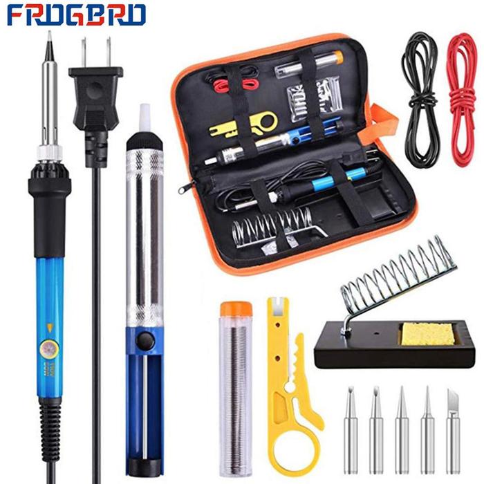 FROGBRO 14-In-1 Kit Besi Solder 60W Alat Las Solder Elektrik Suhu