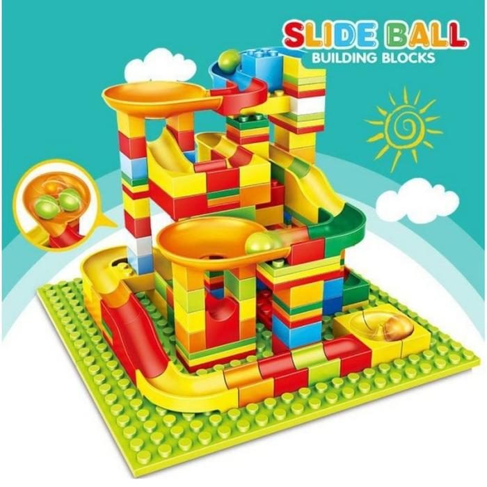 GU Marble Race Run 168pcs Bulding Blocks Balok Susun Track Slide Ball / Veriety Slide Blocks 168pcs