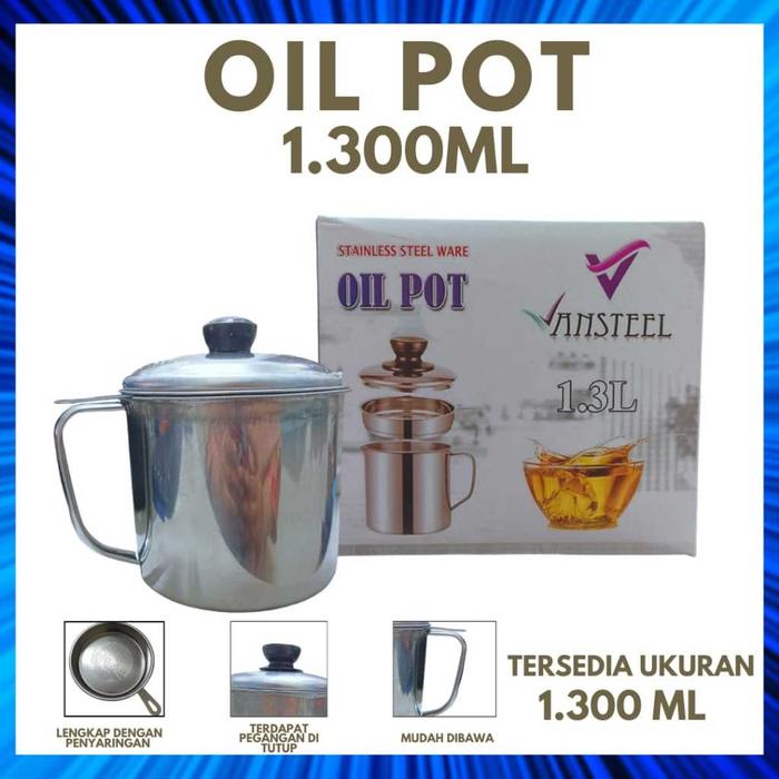 SARINGAN MINYAK GORENG 1300ML / OIL POT SARINGAN STAINLESS