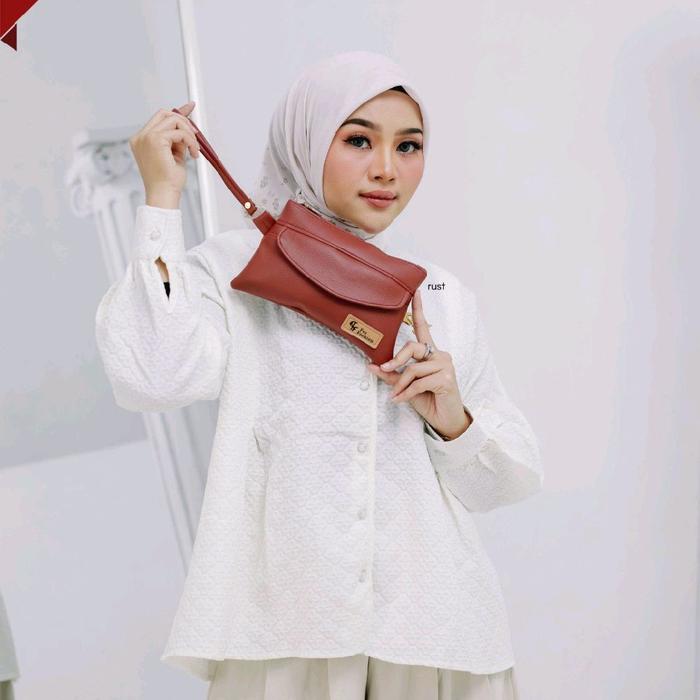 Meysa Pouch by Fee Fashion - Dompet Tangan Kulit Premium Banyak Ruang Anti Air Pas buat HP & Uang