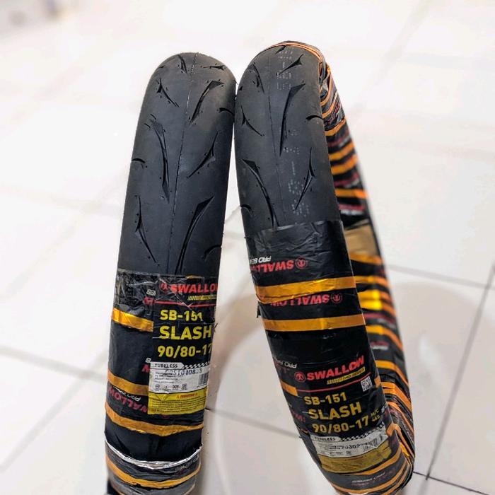 Ban swallow slash tubeless Bahan soft compound  [ Harga yg tertera 1 BAN :  80/80-17 / 90/80-17