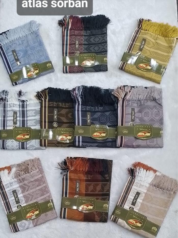 Sorban Santri Pria ATLAS BHS Subaiyah Original Terbaru untuk Pria Dewasa - Warna Putih Motif Unik